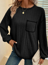 Load image into Gallery viewer, Mandy Contrast Stitching Round Neck Long Sleeve T-Shirt
