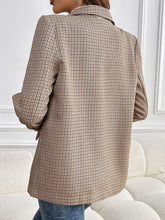 Load image into Gallery viewer, Perfee Plaid Lapel Collar Long Sleeve Blazer
