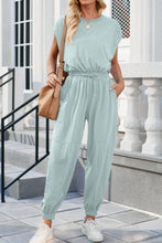 Load image into Gallery viewer, Round Neck Cap Sleeve Jumpsuit
