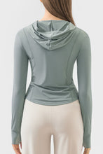 Load image into Gallery viewer, Millennia Pocketed Zip Up Hooded Long Sleeve Active Outerwear
