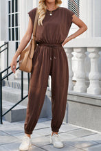 Load image into Gallery viewer, Round Neck Cap Sleeve Jumpsuit
