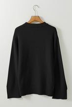 Load image into Gallery viewer, Slit Cuff Round Neck Long Sleeve Sweater
