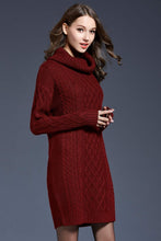 Load image into Gallery viewer, Woven Right Full Size Mixed Knit Cowl Neck Dropped Shoulder Sweater Dress
