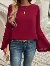 Load image into Gallery viewer, Devine Frill Round Neck Long Sleeve Top
