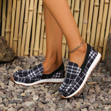 Load image into Gallery viewer, Plaid Round Toe Slip-Ons
