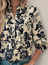 Load image into Gallery viewer, Perfee Printed Notched Long Sleeve Shirt
