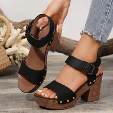 Load image into Gallery viewer, Peep Toe Block Heel Sandals
