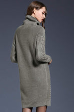 Load image into Gallery viewer, Woven Right Full Size Mixed Knit Cowl Neck Dropped Shoulder Sweater Dress
