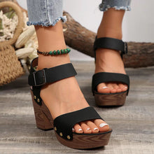 Load image into Gallery viewer, Peep Toe Block Heel Sandals
