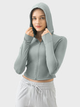 Load image into Gallery viewer, Millennia Zip Up Hooded Long Sleeve Active Outerwear
