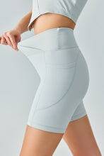 Load image into Gallery viewer, V-Waist Ribbed Sports Biker Shorts with Pockets
