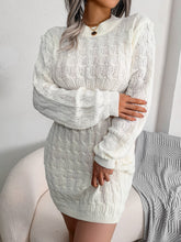 Load image into Gallery viewer, Cable-Knit Round Neck Mini Wrap Sweater Dress
