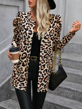 Load image into Gallery viewer, Leopard Open Front Puff Sleeve Jacket
