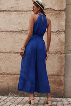 Load image into Gallery viewer, Accordion Pleated Belted Grecian Neck Sleeveless Jumpsuit
