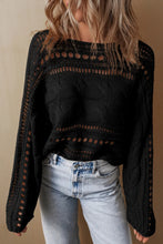 Load image into Gallery viewer, Cable-Knit Openwork Long Sleeve Sweater
