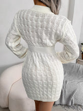 Load image into Gallery viewer, Cable-Knit Round Neck Mini Wrap Sweater Dress
