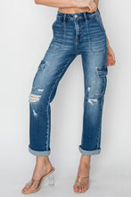 Load image into Gallery viewer, RISEN Full Size High Rise Cargo Ankle Roll Up Straight Jeans
