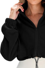 Load image into Gallery viewer, Drawstring Zip Up Dropped Shoulder Outerwear
