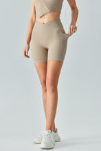 Load image into Gallery viewer, V-Waist Ribbed Sports Biker Shorts with Pockets
