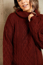 Load image into Gallery viewer, Woven Right Full Size Mixed Knit Cowl Neck Dropped Shoulder Sweater Dress
