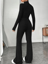 Load image into Gallery viewer, Ribbed Mock Neck Long Sleeve Top and Pants Set
