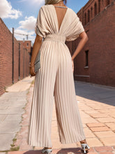 Load image into Gallery viewer, Pleated Short Sleeve Wide Leg Jumpsuit
