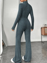 Load image into Gallery viewer, Ribbed Mock Neck Long Sleeve Top and Pants Set
