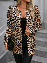 Load image into Gallery viewer, Leopard Open Front Puff Sleeve Jacket
