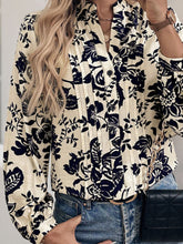 Load image into Gallery viewer, Perfee Printed Notched Long Sleeve Shirt
