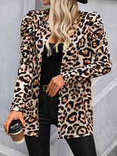 Load image into Gallery viewer, Leopard Open Front Puff Sleeve Jacket
