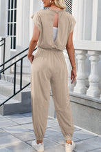 Load image into Gallery viewer, Round Neck Cap Sleeve Jumpsuit
