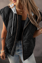 Load image into Gallery viewer, Drawstring Zip Up Hooded Vest Coat
