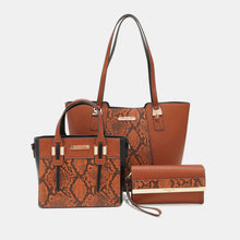 Load image into Gallery viewer, Nicole Lee USA 3-Piece Snake Print Handbag Set
