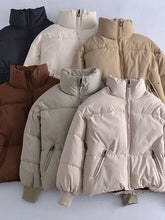 Load image into Gallery viewer, Zip Up Drawstring Winter Coat with Pockets
