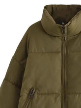 Load image into Gallery viewer, Zip Up Drawstring Winter Coat with Pockets
