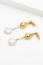 Load image into Gallery viewer, 18K Gold-Plated Two-Tone Pearl Drop Earrings
