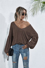 Load image into Gallery viewer, V-Neck Long Sleeve Dropped Shoulder Knit Top
