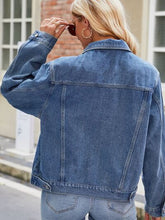 Load image into Gallery viewer, Pocketed Collared Neck Denim Jacket
