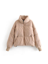 Load image into Gallery viewer, Zip Up Drawstring Winter Coat with Pockets
