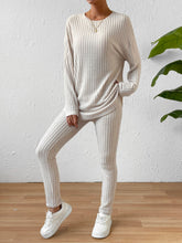 Load image into Gallery viewer, Ribbed Top and Pants Lounge Set
