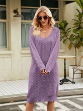 Load image into Gallery viewer, V-Neck Long Sleeve Sweater Dress
