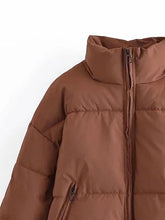 Load image into Gallery viewer, Zip Up Drawstring Winter Coat with Pockets
