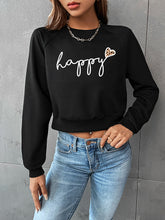 Load image into Gallery viewer, Raglan Sleeve HAPPY Graphic Sweatshirt
