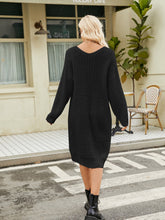 Load image into Gallery viewer, V-Neck Long Sleeve Sweater Dress
