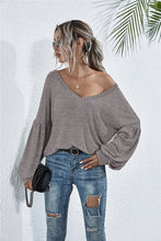 Load image into Gallery viewer, V-Neck Long Sleeve Dropped Shoulder Knit Top
