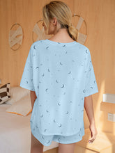 Load image into Gallery viewer, Moon Print T-Shirt and Shorts Lounge Set
