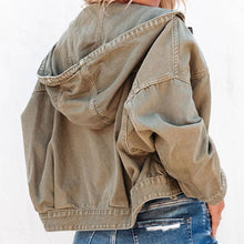 Load image into Gallery viewer, Hooded Dropped Shoulder Denim Jacket
