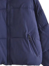 Load image into Gallery viewer, Zip Up Drawstring Winter Coat with Pockets
