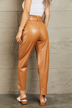 Load image into Gallery viewer, HEYSON Powerful You Full Size Faux Leather Paperbag Waist Pants
