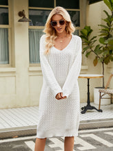 Load image into Gallery viewer, V-Neck Long Sleeve Sweater Dress
